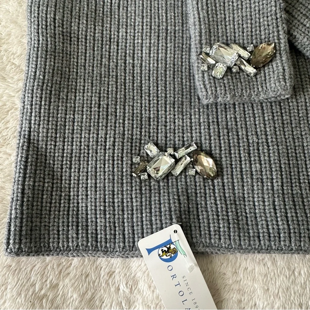 NWT Portolano Merino Wool Fingerless Arm Warmer and Snood Set in Grey